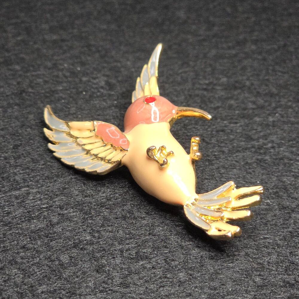 Enamel Earth Tones Humming Bird Brooch